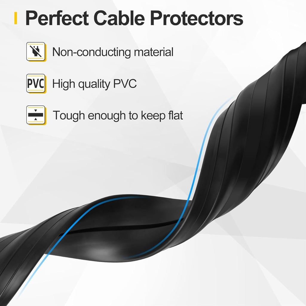 Floor Cable Cover 10Ft Heavy Duty PVC Floor Cable Protector Electric Cord Hider Cable Management Floor Strip Extension Cord Covers Cable Raceway for Wires on Floor Inner Channel 1.36" W 0.43" H -Black