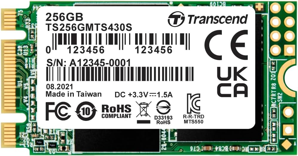 Transcend 256GB M.2 2242 SATA III SSD with Dram Cache, Up to 530MB/s, Compatible w/Ultrabook/Laptop/PC/Desktop, 3D TLC NAND Flash Internal Solid State Drive, LDPC Error Correction, SLC Cache, B+M Key