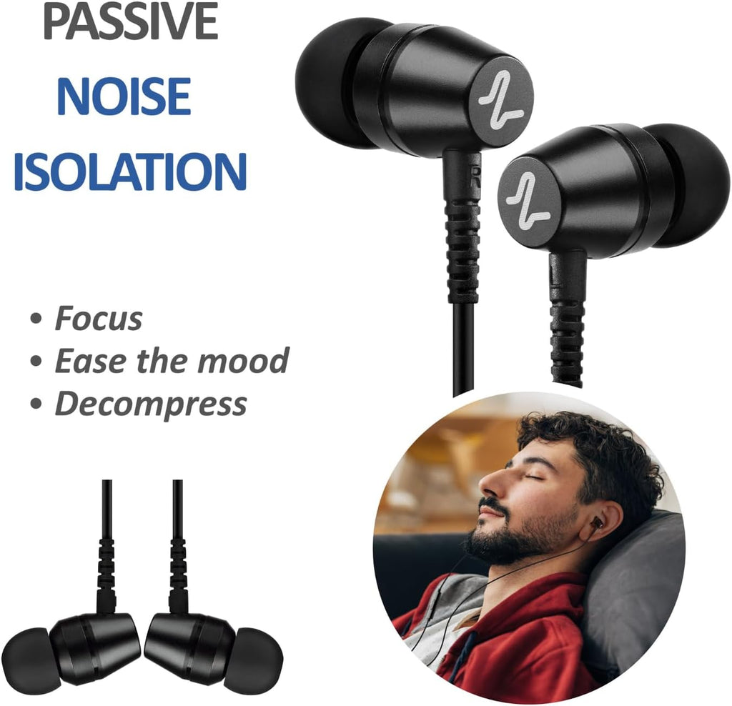 LUDOS OMNITONE Wired Earbuds in-Ear Headphones, 5 Year Warranty, Earphones with Microphone, 3.5 mm Jack Corded Ear Buds, Videoconference for iPhone, Samsung, Computer, Laptop, Kids, School Students