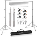 9.2 x 10 Ft Stainless Steel Backdrop Stand Heavy Duty, MSKIRA Adjustable Backdrop Stand Background Support System Kit for Photography, Parties, or Weddings with Clamps, Carry Bag
