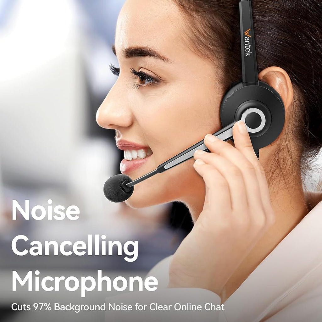 USB-A/USB C/3.5mm Jack 3-in-1 PC Headset, Wired & Noise with Noise-Cancelling Microphone for Laptop - Type-C Computer Headphones with Mic in-line Control for Home
