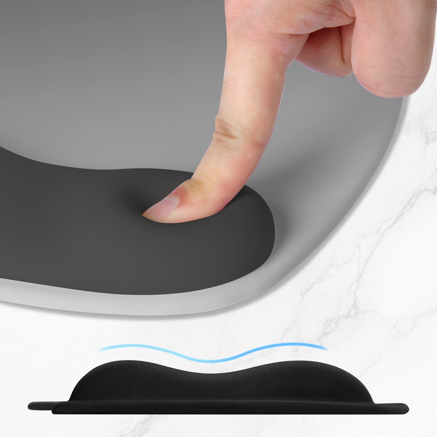ITNRSIIET Ergonomic Mouse Pad, Cushioned Gel Wrist Rest, Non-Slip Base, Smooth Surface, Cute Multi-Color, 9.5 x 8.2 in, Gray Gradient