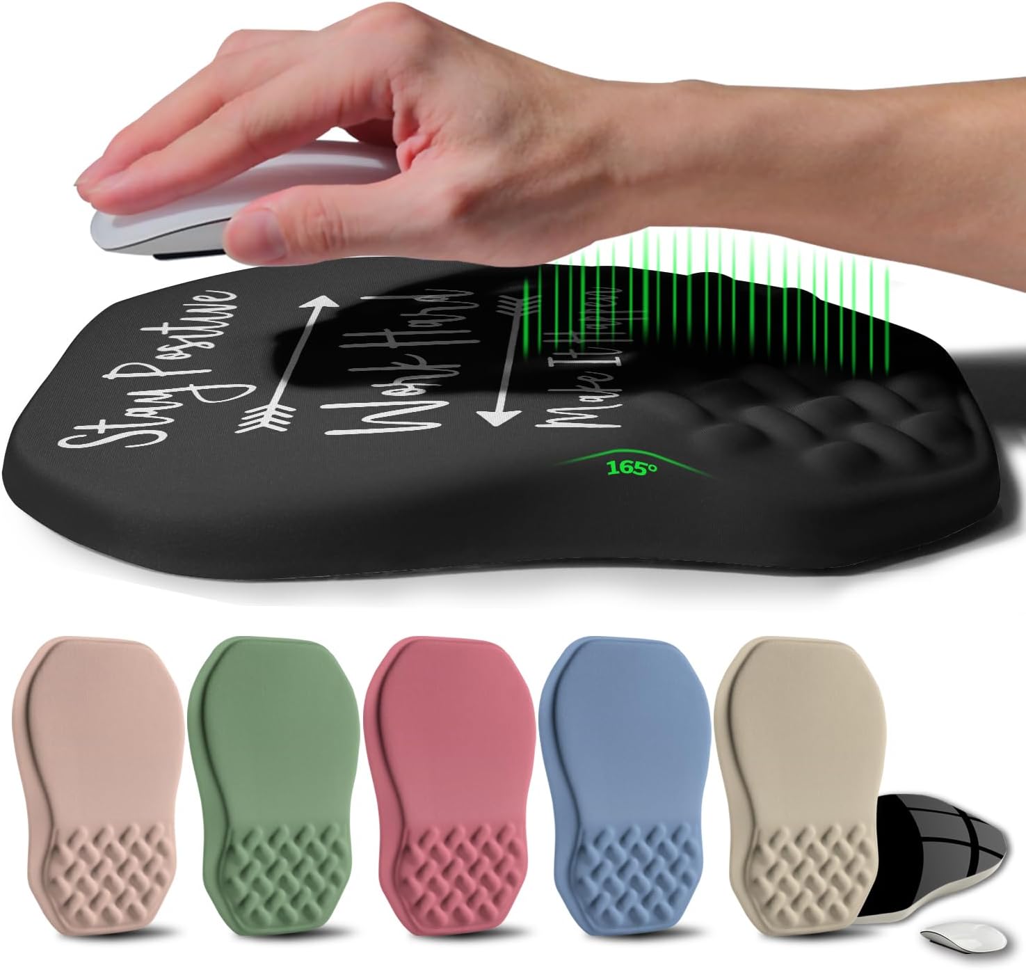 Ergonomic Raised Mouse Pad Wrist Support with Bilateral Slope Memory Foam Mousepad for Wrist Rest and Carpal Tunnel Pain Relief 11.8x7.9〃Inspirational Quotes