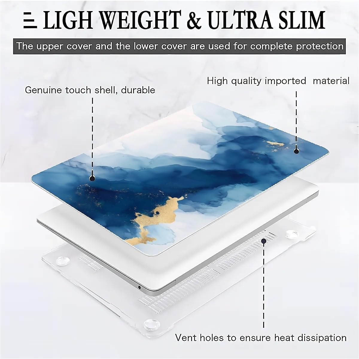 Compatible with MacBook Air 13.3 13.6 Inch Case 2022 2021 2020 2019 Plastic Hard Shell Case Cover,13.3 Air (A1932/A2179/A2337), Blue Marble