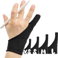 AKX Artist Drawing Glove Large - 2 Pack Palm Rejection for iPad - Smudge Guard, 1 Finger, Fingerless, Good for Left and Right Hand, Black | AK-010