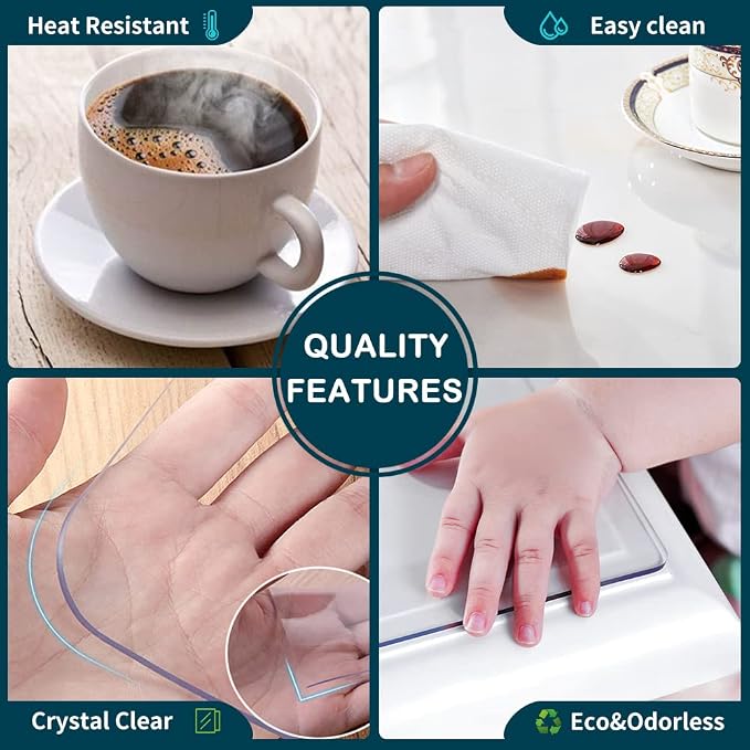 Square 50x50" Clear Table Protector PVC Table Cloths - Image 3