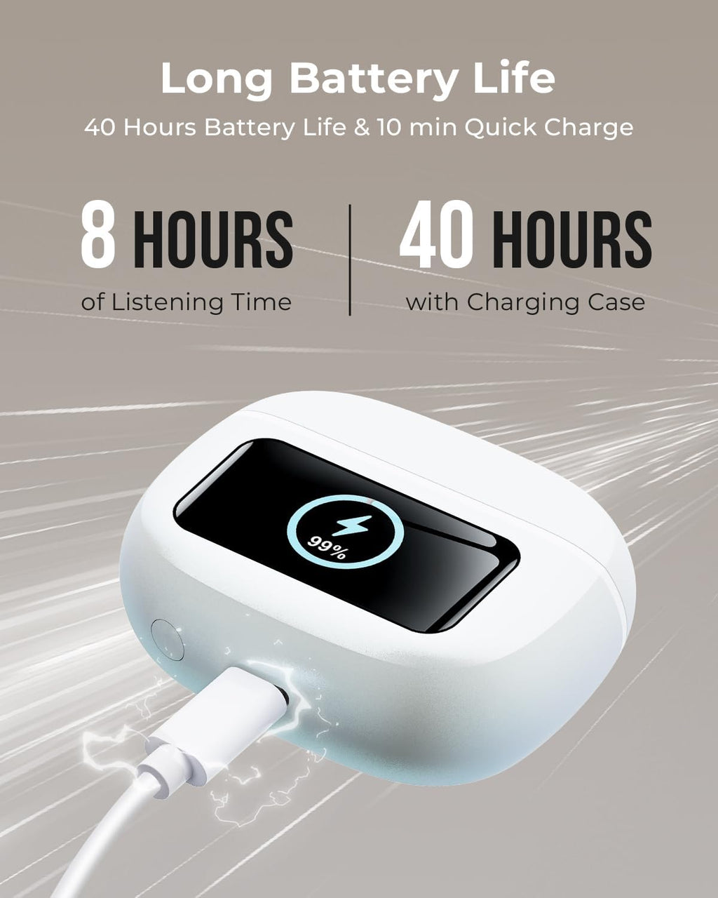 Wireless Earbuds, Ear Buds Active Noise Cancelling with Charging Case, 6.0 Bluetooth Earbuds with AI Clear Calls, 40H Playtime for Sports & Working, Stereo Sound Headphones for iPhone/Android/iPad