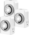 Outlet Timer,Timers for Electrical Outlets Indoor with 3-Prong Dual Outlet,24-Hour 30 Minute Daily On/Off Cycle, Plug-in Mechanical Timers for Christmas Lights, Lamps, Grow Light (3-Pack)