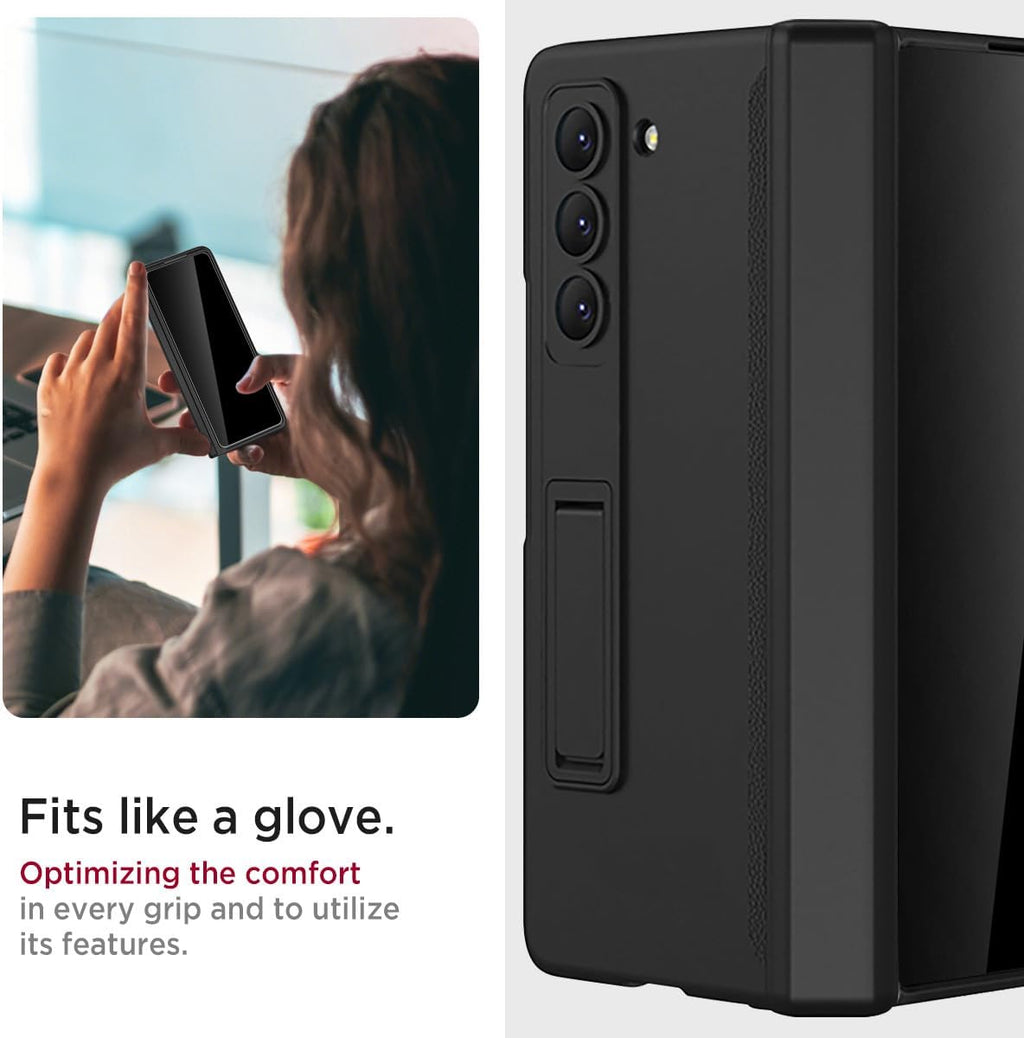 Miimall for Samsung Galaxy Z Fold 6 Case with Privacy Screen Protector, [Anti Spy] Built-in Adjustable Kickstand & Magnetic Hinge Protection Full-Body Protective Case for Galaxy Z Fold 6 5G Black