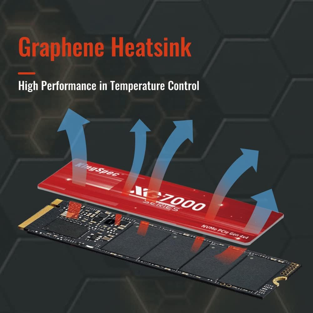 KingSpec XG7000 512GB NVMe SSD PCIe 4.0-7400MB/s Read Speed, 3D TLC NAND M.2 2280 Internal SSD, Compatible with Gaming PC, Laptop, PS5 Console