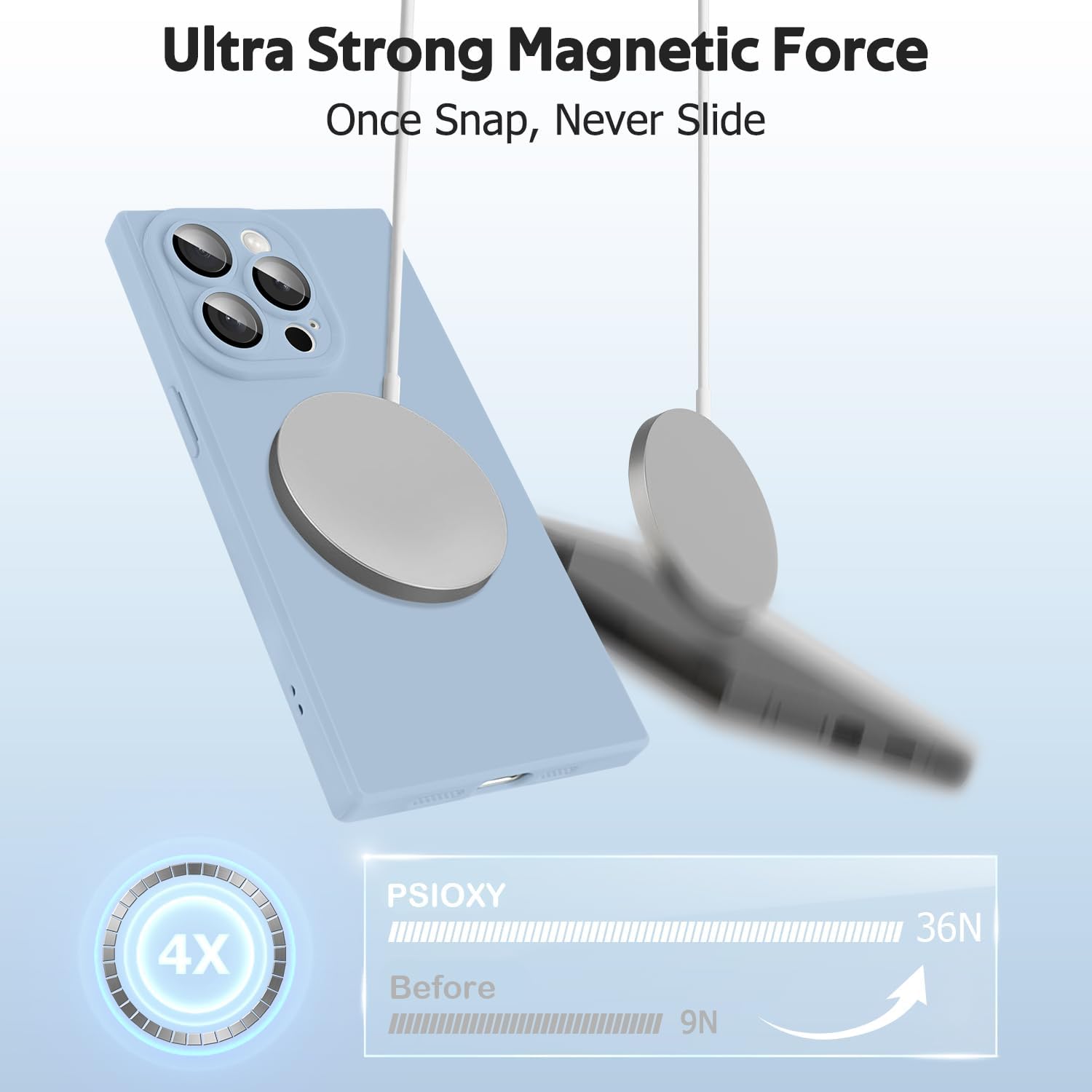 Designed for iPhone 15 Pro Max Case Compatible with Magsafe Cover Camera Lens Protector Military Grade Protection Shockproof Soft TPU Slim Magnetic Phone Case for iPhone 15 Pro Max Blue