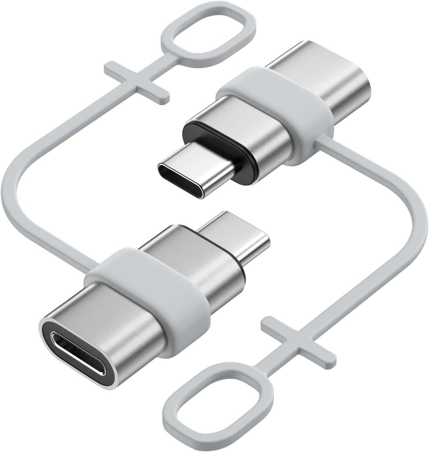 MoKo Lightning to USB C Adapter 2Pack, NOT for Lightning Earbuds/Headphones/OTG, USB-C to Lightning Adapter for iPhone Air 17 16 15 Pro Max Plus,iPad Pro/Air,Galaxy,ONLY for Charging/Data Sync,Silver