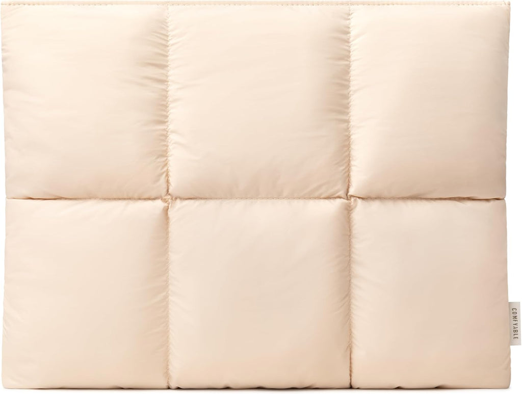 Comfyable Puffy Laptop Sleeve 13 Inch 14 Inch, Quilted Puffer Laptop Carrying Case, Pillow Case Compatible with MacBook Air M4 2025 M3 M2 M1, MacBook Pro M4 Pro/Max, Beige