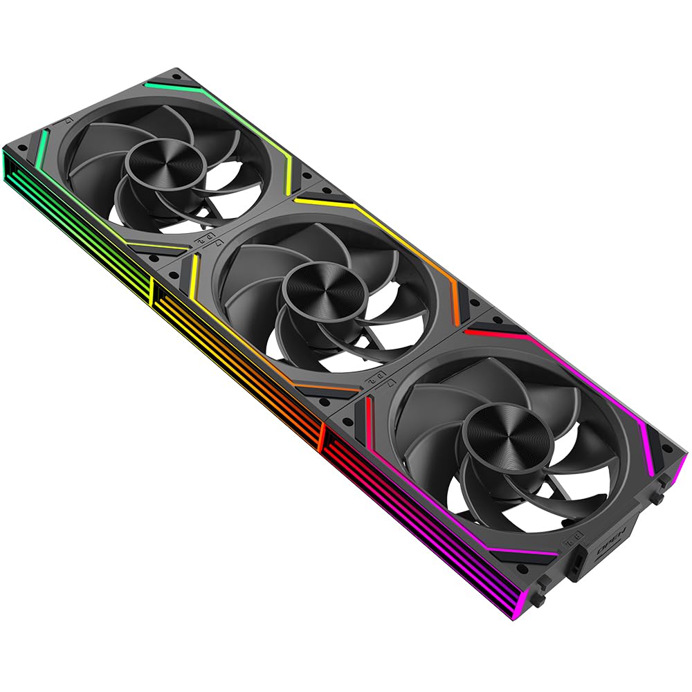 Jungle Leopard Interstellar V2 RS 120mm PC Reverse Blade Case Fan Infinity Mirror Module Daisy-Chain ARGB Fan Triple Pack Suitable Computer Cooling Fans 360mm AIO Cooler(Black-3Pack)