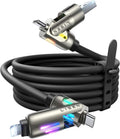LISEN 240W USB-C Charge Cable, Soft USB C Cable, 4 in 1 Charging Cable (6.6FT) with Light, USB A/C to C/L Multi Charging Cable for iPhone 16 15 14 13 12 Pro Max, MacBook, iPad, Samsung, Black