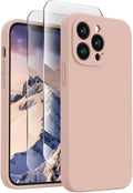 FireNova Designed for iPhone 13 Pro Case, Silicone Upgraded [Camera Protection] Phone Case with [2 Screen Protectors], Soft Anti-Scratch Microfiber Lining Inside, 6.1 inch, Pinksand