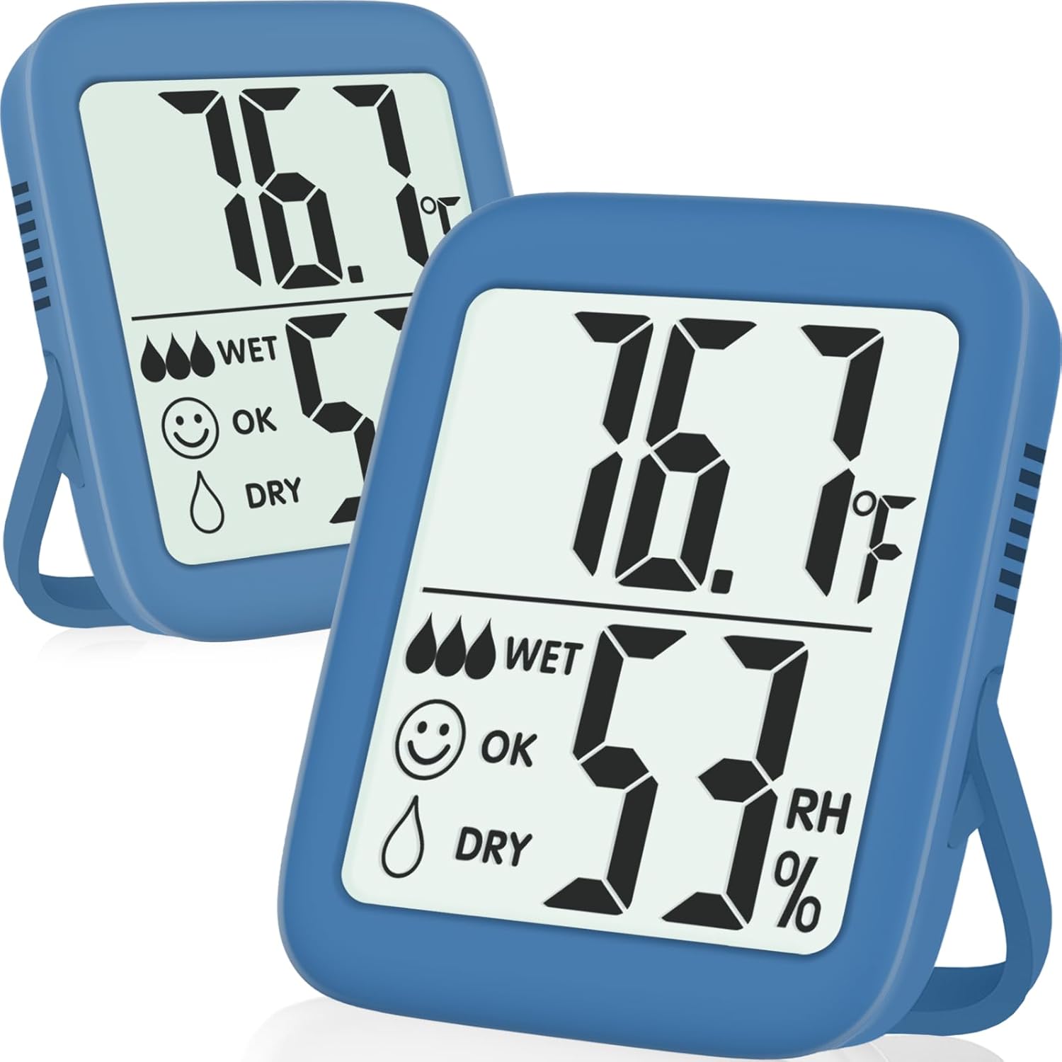 Antonki 2 Pack Room Thermometer for Home, Indoor Hygrometer Humidity Meter Gauge, Digital Temperature and Humidity Sensor Monitor for House, Terrarium, Incubator, Greenhouse - Battery Included