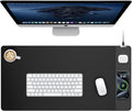 TopMade Mouse Pad with 15W Wireless Charging, Gaming Mousepad Home Office Large Desk Pad with Ultra-Smooth Surface, Non-Slip Base, Waterproof Keyboard Pad, Classic Black Desk Mat