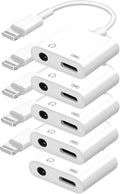 [Apple MFi Certified] 2-in-1 Charging & Audio Adapter for iPhone, Lightning to 3.5mm Headphone Jack Dongle Splitter, Supports Hi-Res Lossless Sound, Compatible with iPhone 14/13/12/11/XS/XR/8/7 5Pack
