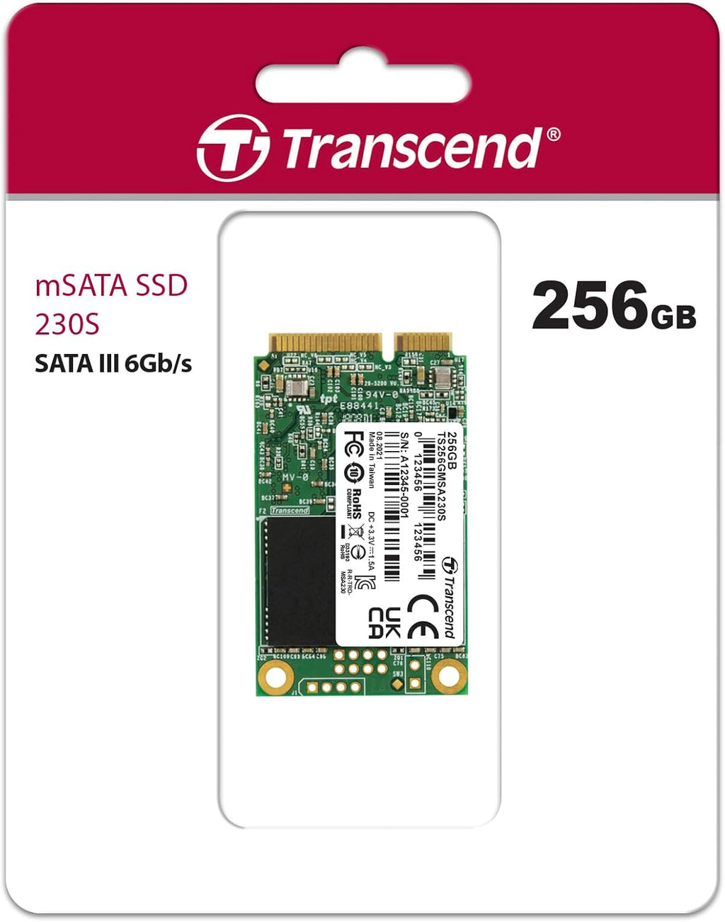Transcend 256GB mSATA SSD with Dram Cache, Up to 530MB/s, Mini SATA III 6G/s Internal Solid State Drive for Ultrabook, Desktop, Tablet, PC, GPS, Server, 3D TLC NAND Flash, LDPC Error Correction, ECC