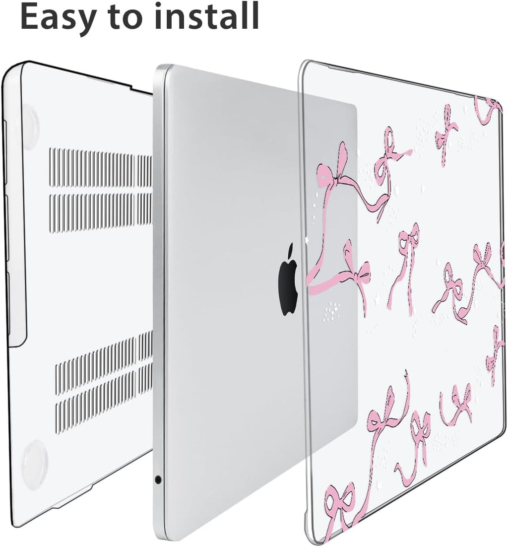 Compatible with MacBook Air 13.6 inch Case 2025 2024 2023 2022 Release M4 A3240 M3 A3113 M2 A2681 with Touch ID, Plastic Hard Shell Case&Keyboard Cover&Screen Protector&Webcam Cover, Bows