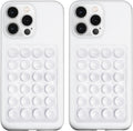 2 Pack Silicone Suction Phone Case Mount, Silicon Adhesive Phone Grip for Smartphones, Hands-Free Mirror Shower Phone Holder for Selfies, Tiktok Videos (White)