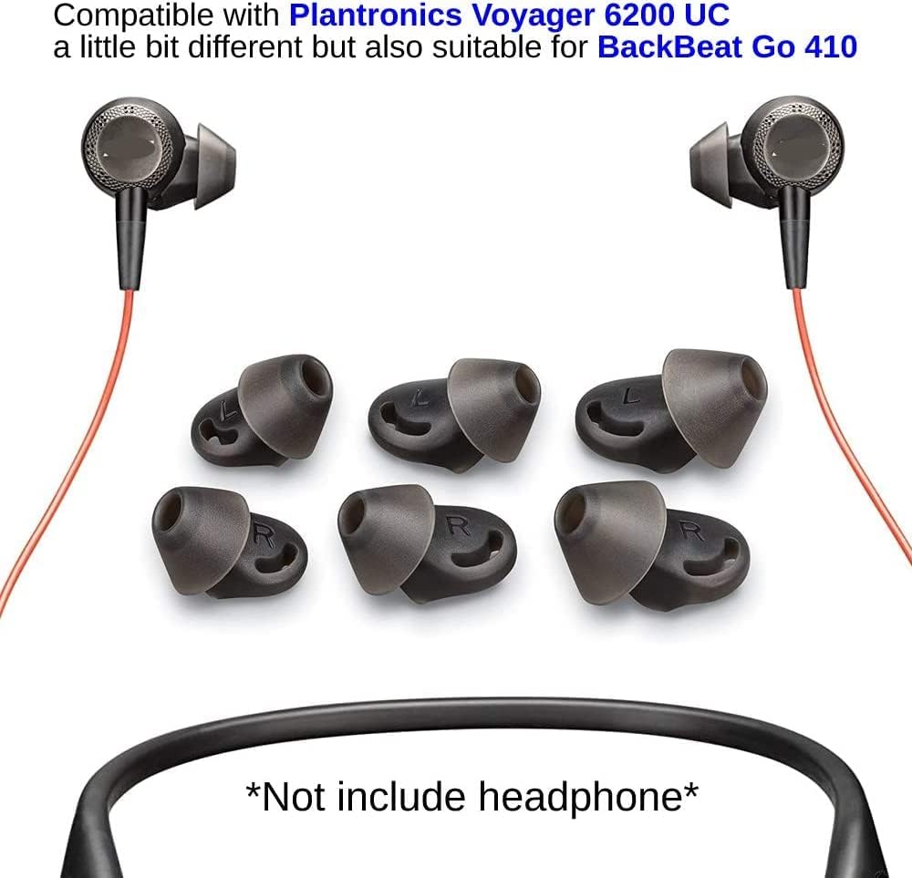 Voyager 6200 UC Eartips Replacement,in-Ear Gels Kit for Plantronics 6200/Backbeat Go 410 Headphone-3 Pair Medium