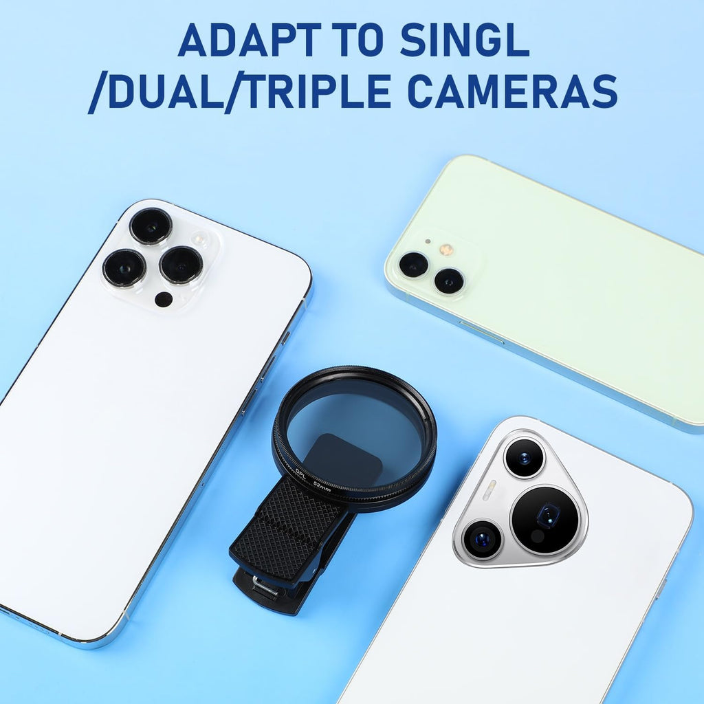 52mm Clip-0n CPL Phone Cameralens Filter Kit, Circular Polarizer Polarizing Filter, Clearer HD Backlight Phone Filter Set,Compatible for iPhone 16 15 14 13 12 11 (1 Set)