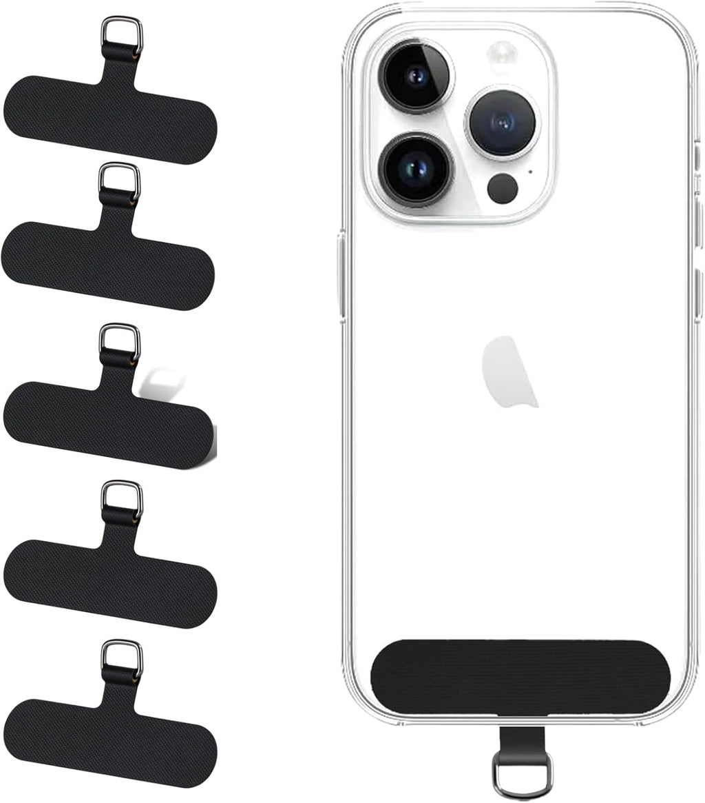 5 Pack Cell Phone Lanyard Patchs, Phone Tether Tab for iPhone, Phone Chain&Strap Replacement Part for All Fullcover Phone Cases - Black