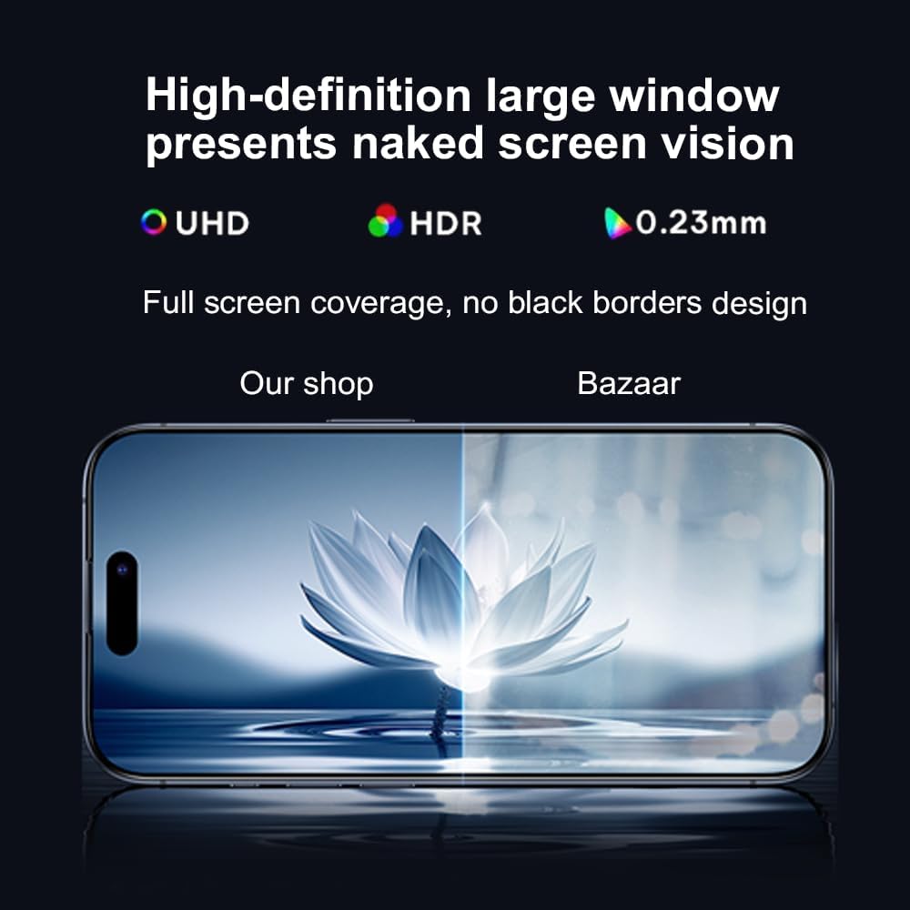 OneFish Screen Protector for Iphone 15 Plus, HD Clarity Tempered Glass Film 9H+ Hardness, with Hassle-Free Installation Frame, Dust-Free Bubble-Free Anti-Fingerprint, 2Pack