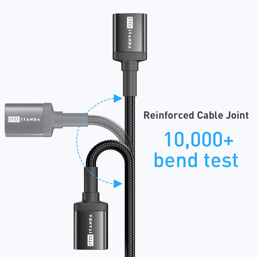 ITD ITANDA 10FT USB Extension Cable USB 3.0 Extension Cord Type A Male to Female 5Gbps Data Transfer for Keyboard, Mouse, PlayStation, Xbox, Flash Drive, Printer, Camera and More, Black