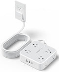 TESSAN Surge Protector Power Strip 15 Ft Cord, 8 Widely Spaced Outlets, 3 USB Charger(1 USB C Port), Ultra Thin Flat Plug Extension Cord 15 Feet, 900J Surge Protection for Home, Dorm Room Essentials