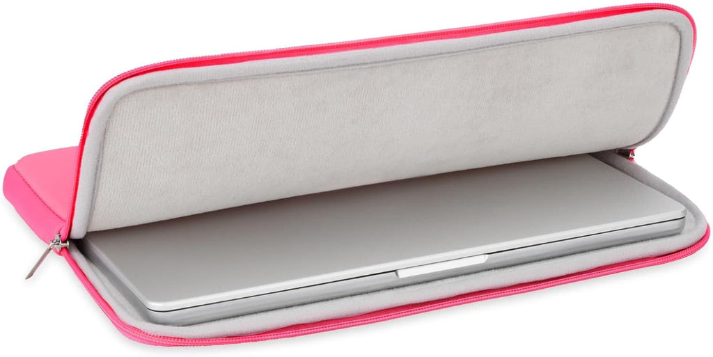 RAINYEAR Laptop Sleeve Case Compatible with 13.3 Inch Notebook Computer Tablet Chromebook 14" MacBook Pro M1 M2 M3 M4 Pro/Max Soft Cover Protective Case Carrying Bag (Bright Pink, Upgraded Version)
