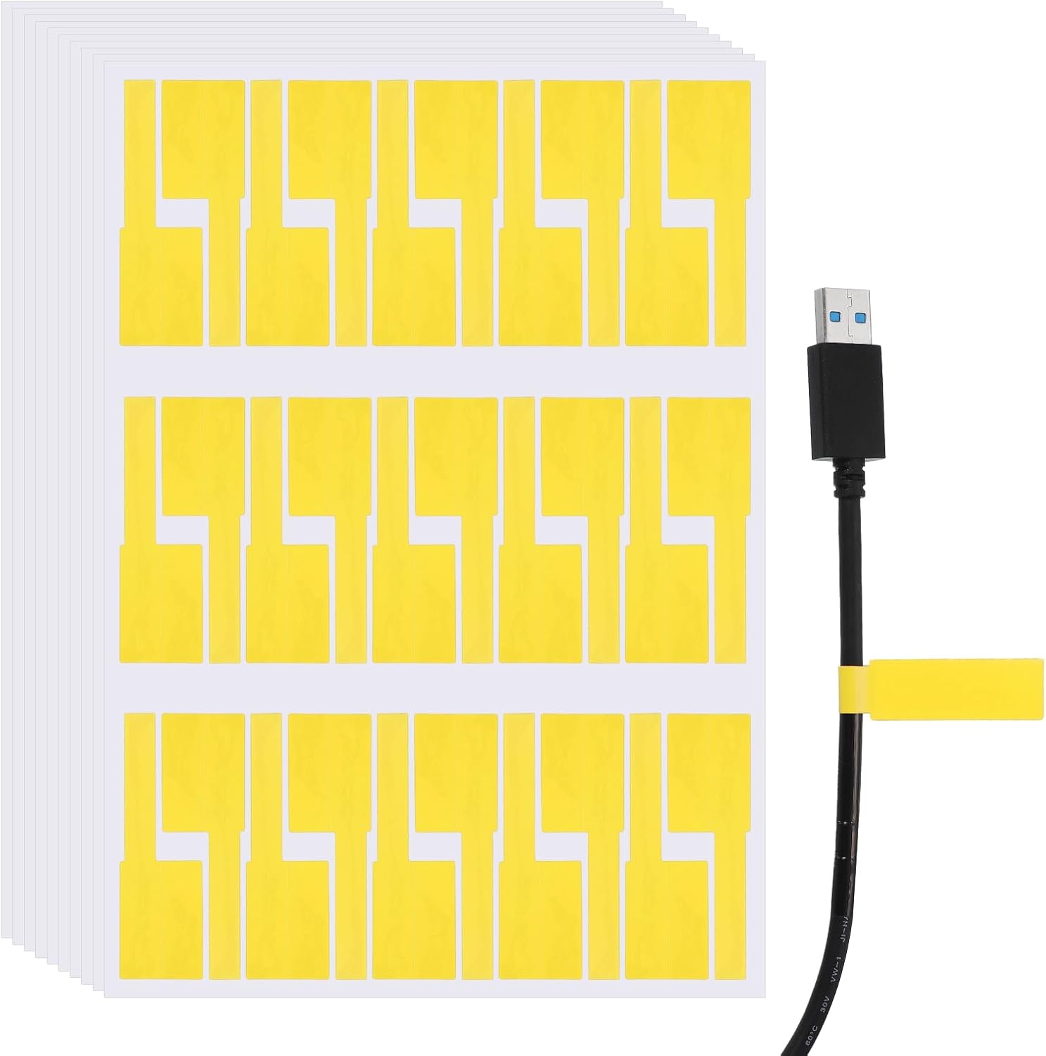 uxcell 300 Pcs Cable Labels, Waterproof Wire Cord Labels Tags, Cord Organizer Management Tags for Charger Cable Organizer Wire Markers Printer and Handwriting, Yellow