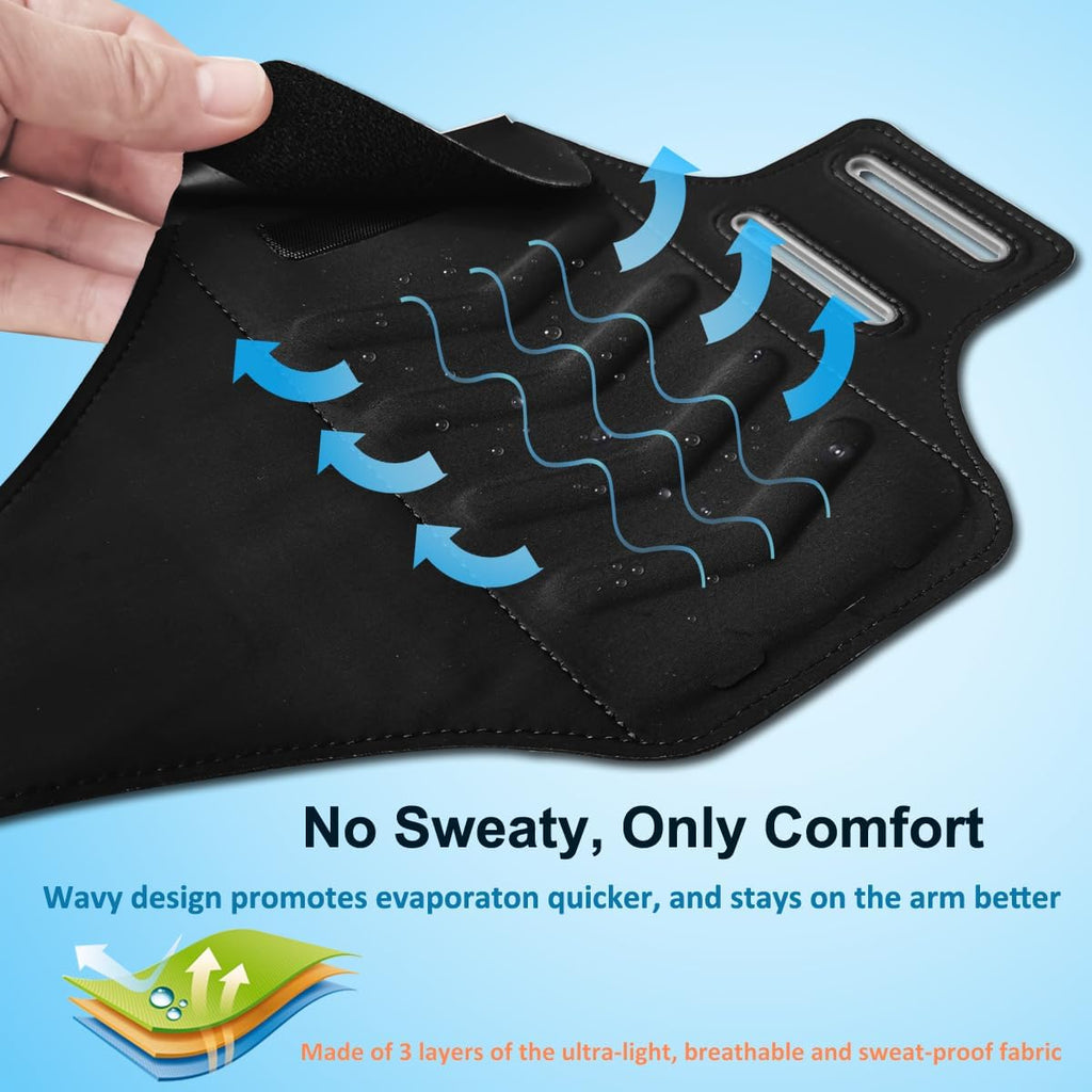 Arm Band for Phone for Running, Phone Holder for Running for iPhone & Samsung Galaxy, Cell Phone Armband Holder for Walking, Gym, Workout, w/Adjustable Strap & Zipper Pocket (Black-S)