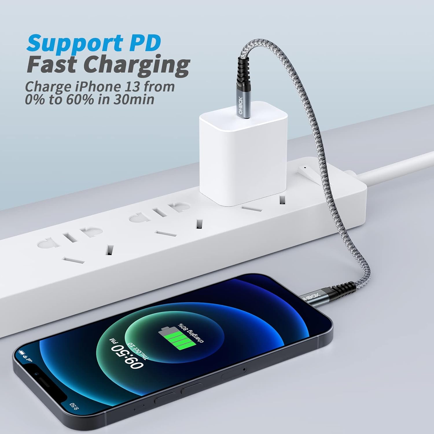 ohbox 1FT USB-C to Lightning Cable 2Pack, MFi Certified Type C iPhone Charger Cord, Fast Charging, Compatible with iPhone 14/13/12/11 Pro Max/XR/XS/X/8 Plus/SE/iPad