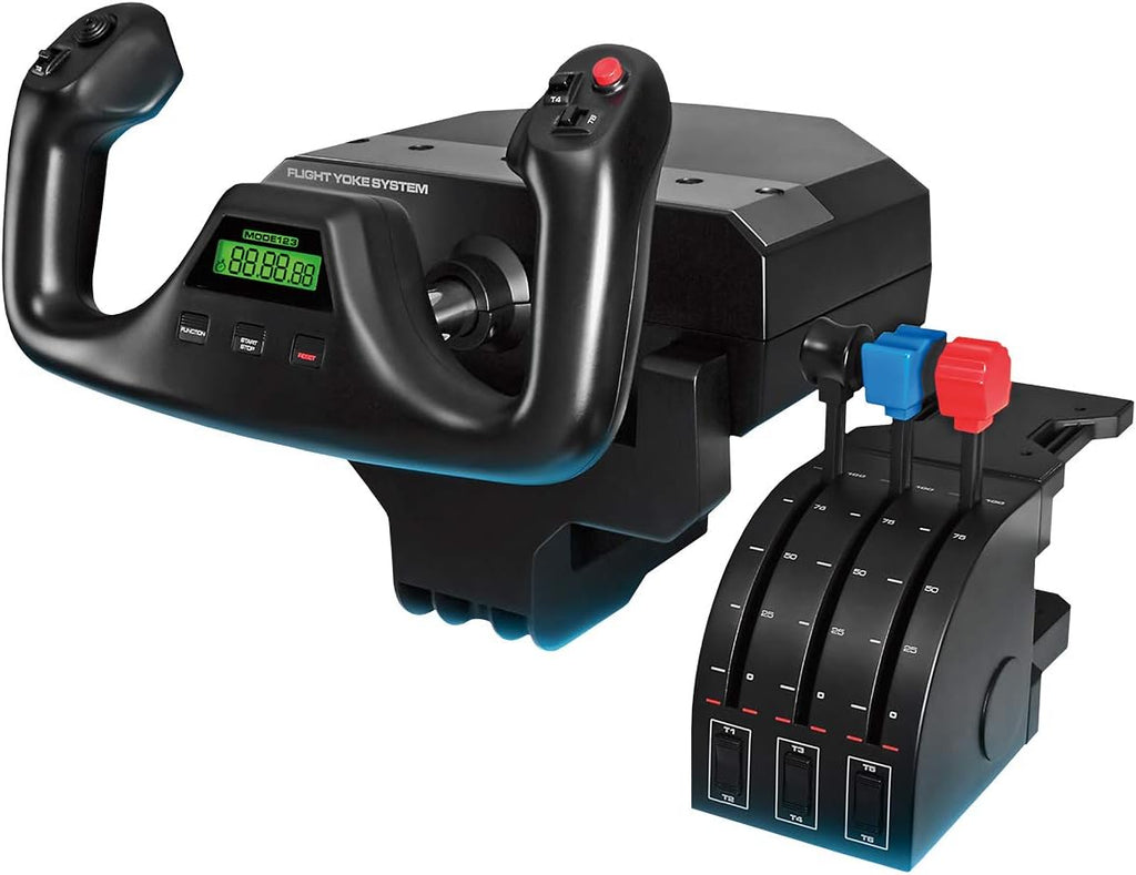 Logitech G PRO Flight Yoke System, Professional Simulation Yoke and Throttle Quadrant, 3 Modes, 75 Programmable Controls, Configurable Knobs, Steel Shaft, USB, PC - Black
