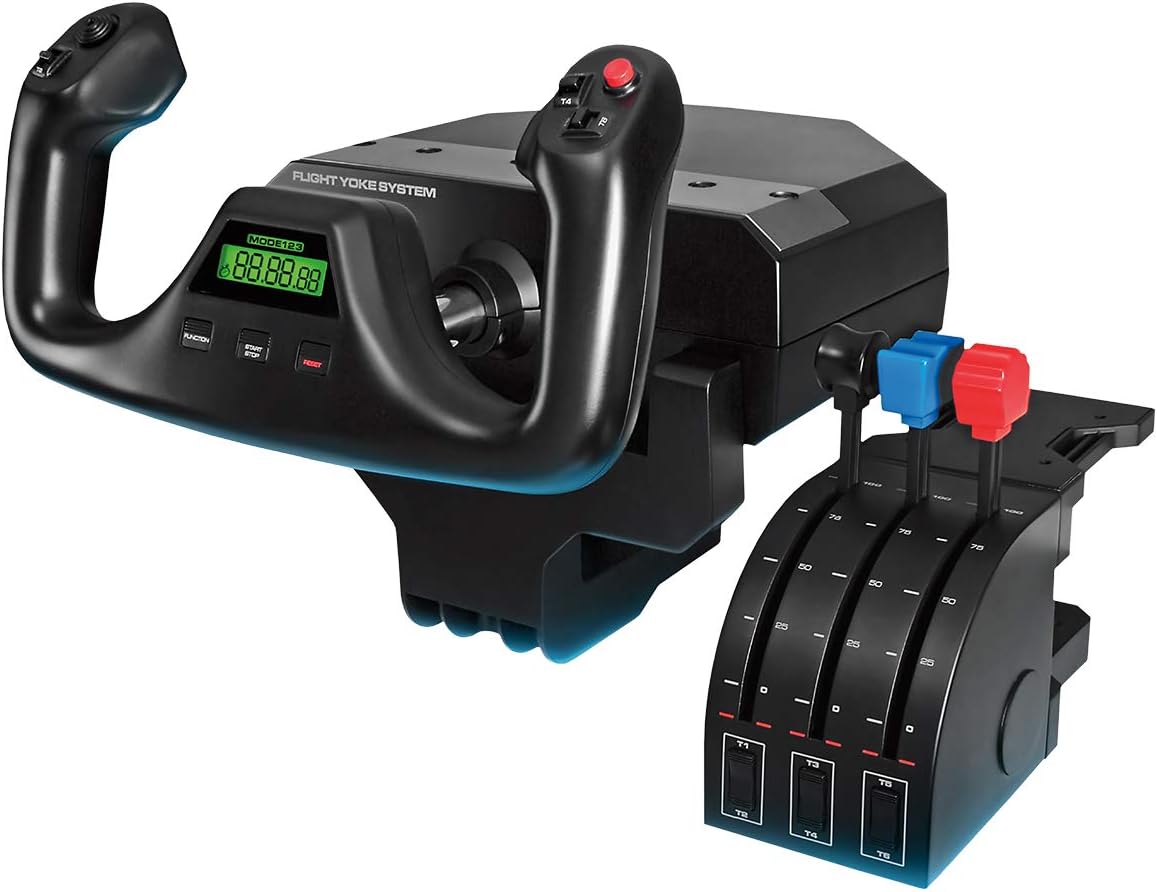 Logitech G PRO Flight Yoke System, Professional Simulation Yoke and Throttle Quadrant, 3 Modes, 75 Programmable Controls, Configurable Knobs, Steel Shaft, USB, PC - Black