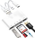 7-in-1 Memory Card Reader Universal Card Reader for iPhone/iPad with USB/USB C Connector & SD/TF Card Slots USB OTG Adapters Supports SD/Micro SD/SDHC/SDXC/MMC Memory Cards Plug and Play