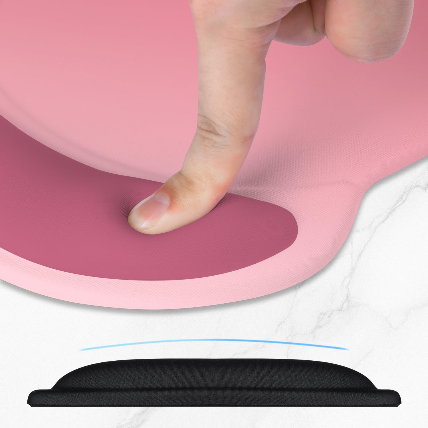 ITNRSIIET Ergonomic Mouse Pad with Comfort Gel Wrist Rest, Non-Slip PU Base, Smooth Textured Surface, Reduces Hand Fatigue & Wrist Pain, 8.7 x 7.2 Inch for Office Gaming Home, Pink Ombre