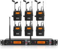 XTUGA RW2080 Wireless in Ear Monitor System 6 Bodypacks UHF IEM System, Dual Channel Mono Design Stage Monitors Earphone with 40 Frequencies, 300Ft for Band, Studio or Musicians, 902-928mhz