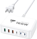165W USB C Charging Station 6-Port GaN USB C Charger, PD 100W Laptop Hub Wall Charger Multiport USB c for MacBook Pro/Air,iPhone 15 16 Pro Max,iPad, Galaxy S24