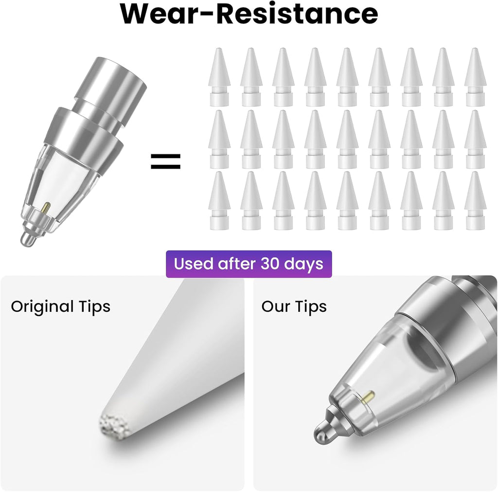 Delidigi 4 Packs Replacement Tips Compatible with Apple Pencil Pro/2nd Generation/1st Gen/USB-C, Metal Body Precise Control Pen Like iPencil Tips Nibs