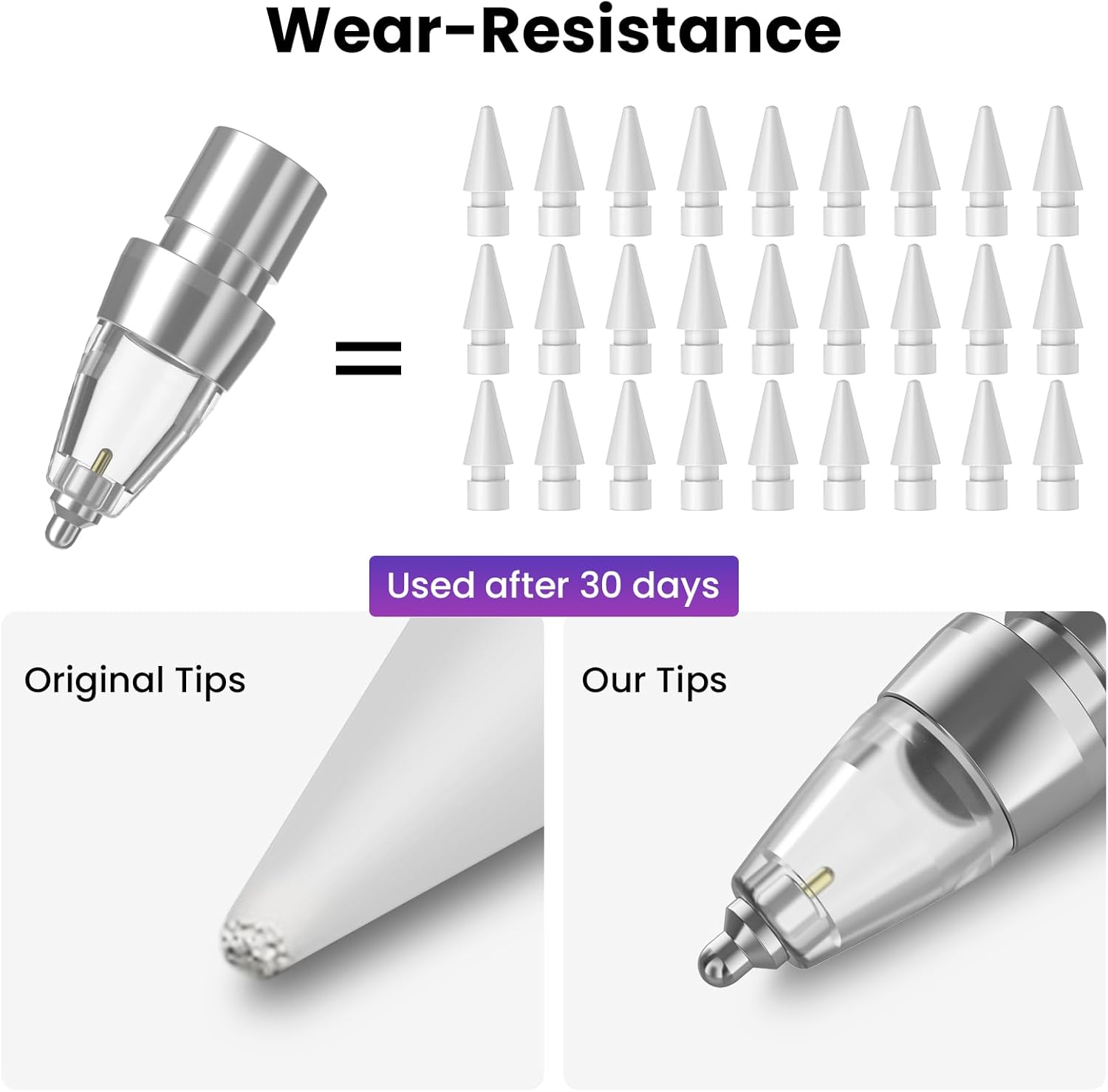 Delidigi 4 Packs Replacement Tips Compatible with Apple Pencil Pro/2nd Generation/1st Gen/USB-C, Metal Body Precise Control Pen Like iPencil Tips Nibs