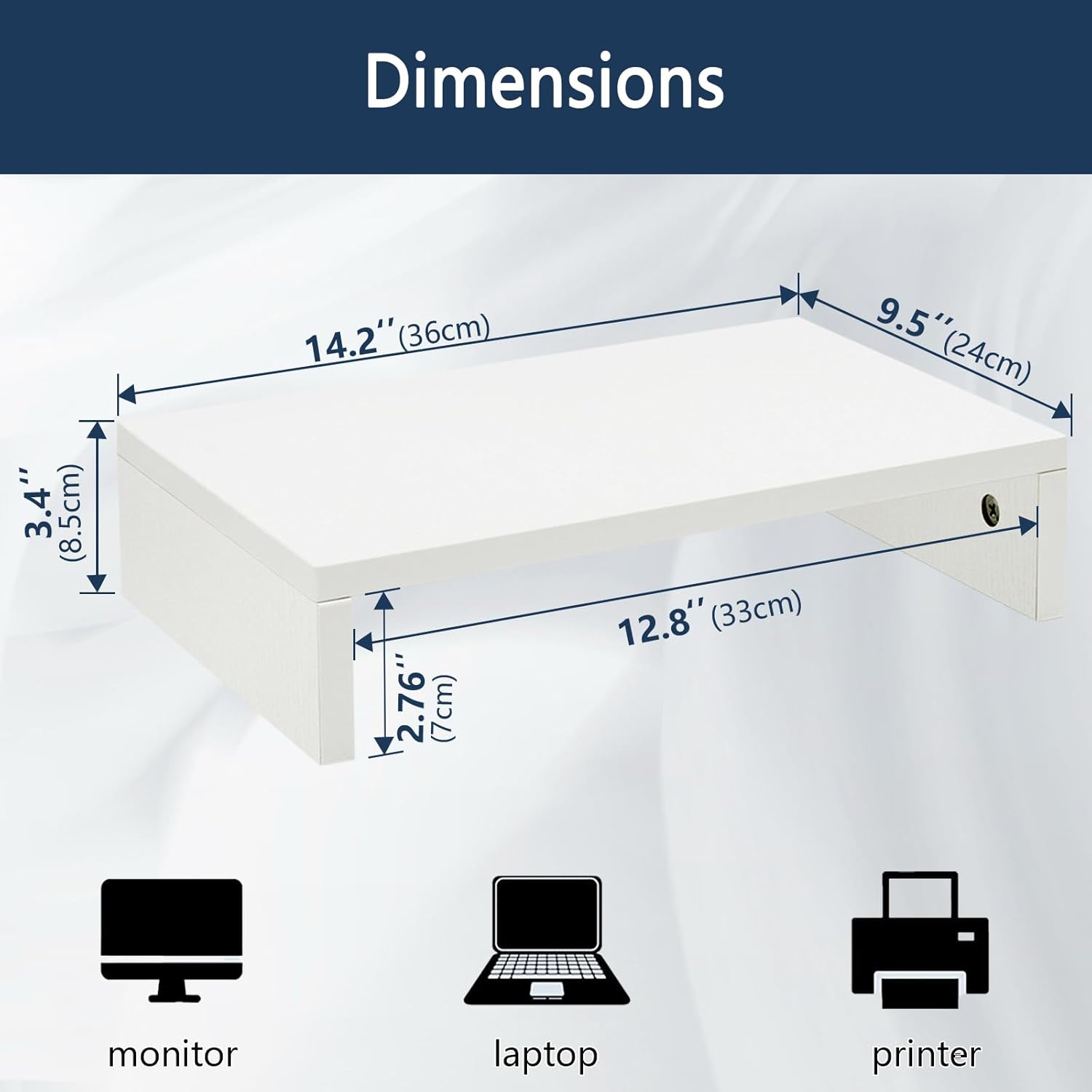 TEAMIX Monitor Stand Riser-3 Packs,Wood 3 Tiers Adjustable Monitor Stand Dual Monitor Riser for 2 Monitors/Laptop/PC Computer Stand for Desk (White, 3 PCS)