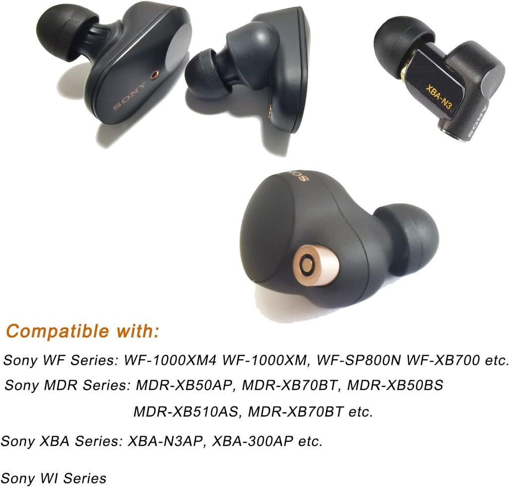 Silicone Ear Tips for Sony Earbuds Replacement for WF-1000XM4 WF-1000XM5 WF-SP800N MDR-XB50AP WF-XB700 XBA, MDR WF Series Earbuds Tips for Sony Earphone, 4 Pairs