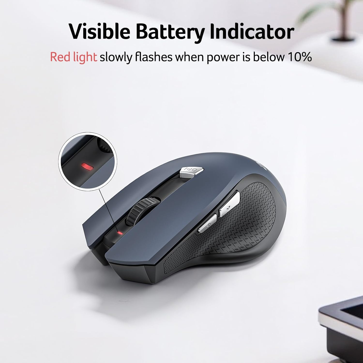 acer Wireless Mouse for Laptop, 2.4GHz Computer Mouse 3 Adjustable DPI Office Cordless USB Mice with USBA Receiver, 6 Buttons, 1600 DPI, Medium to Large Sized Hands Compatible with PC, Laptop, Desktop