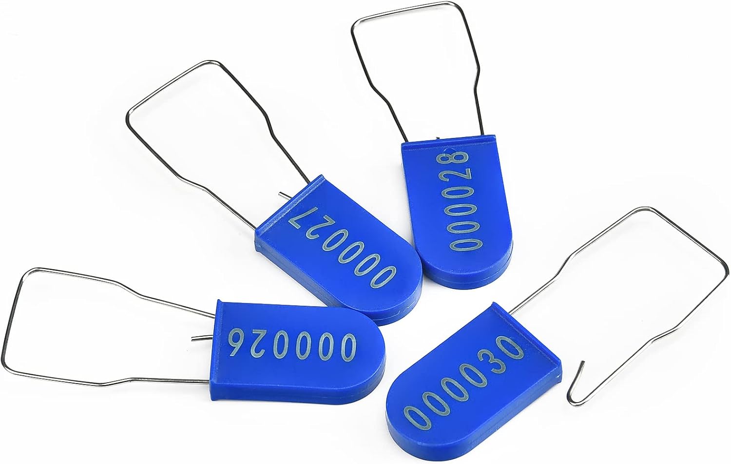 1000PCS Plastic Padlock Security Seals Metal Wire Padlocks Electric Meter Lockout Tags Disposable Anti-Tamper Lock Numbered Anti Tamper Tags Blue