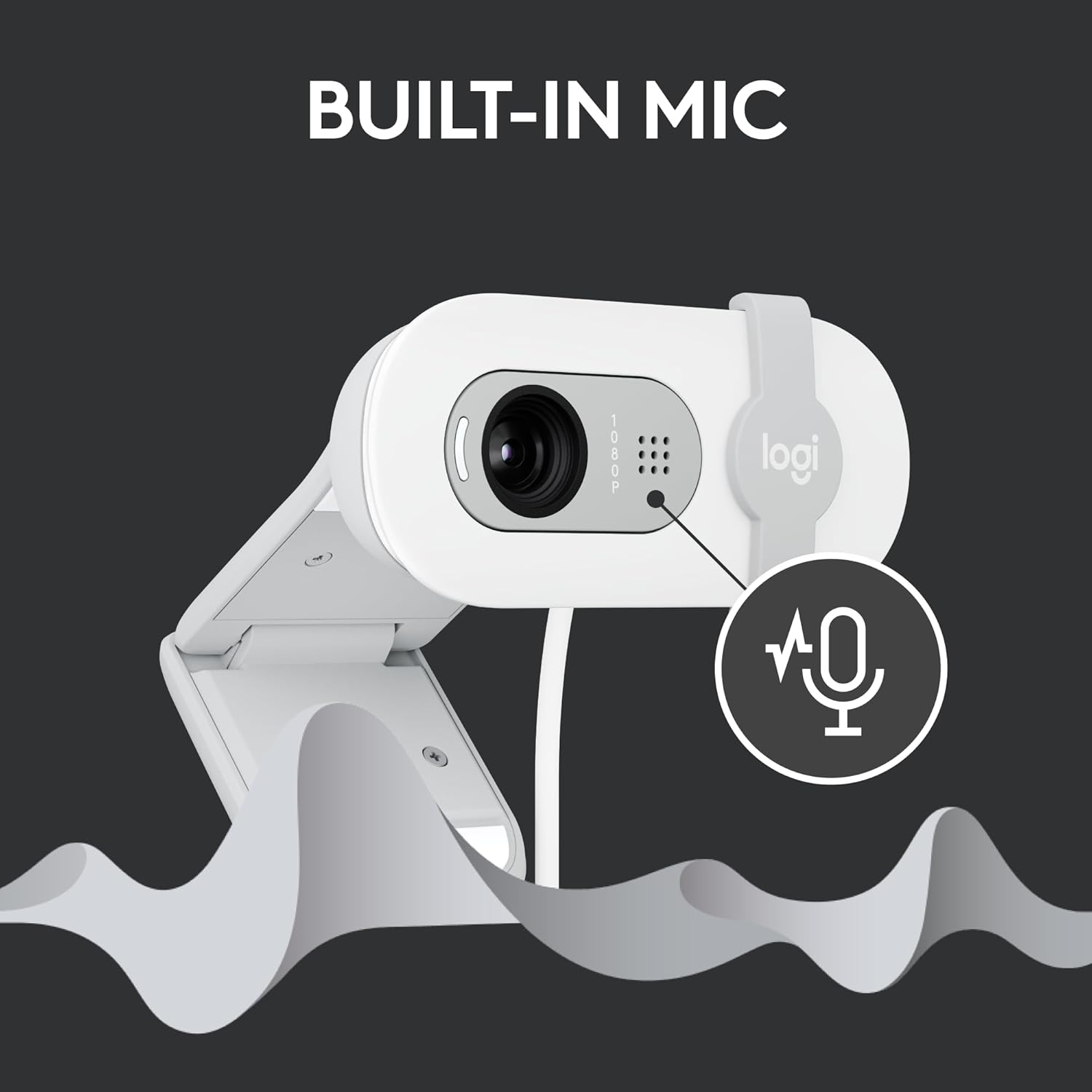 Logitech Brio 100 Full HD 1080p Webcam for Meetings, Streaming, Desktop, Laptop, PC - Built-in Mic, Shutter, USB-A, Teams, Zoom - Off-White