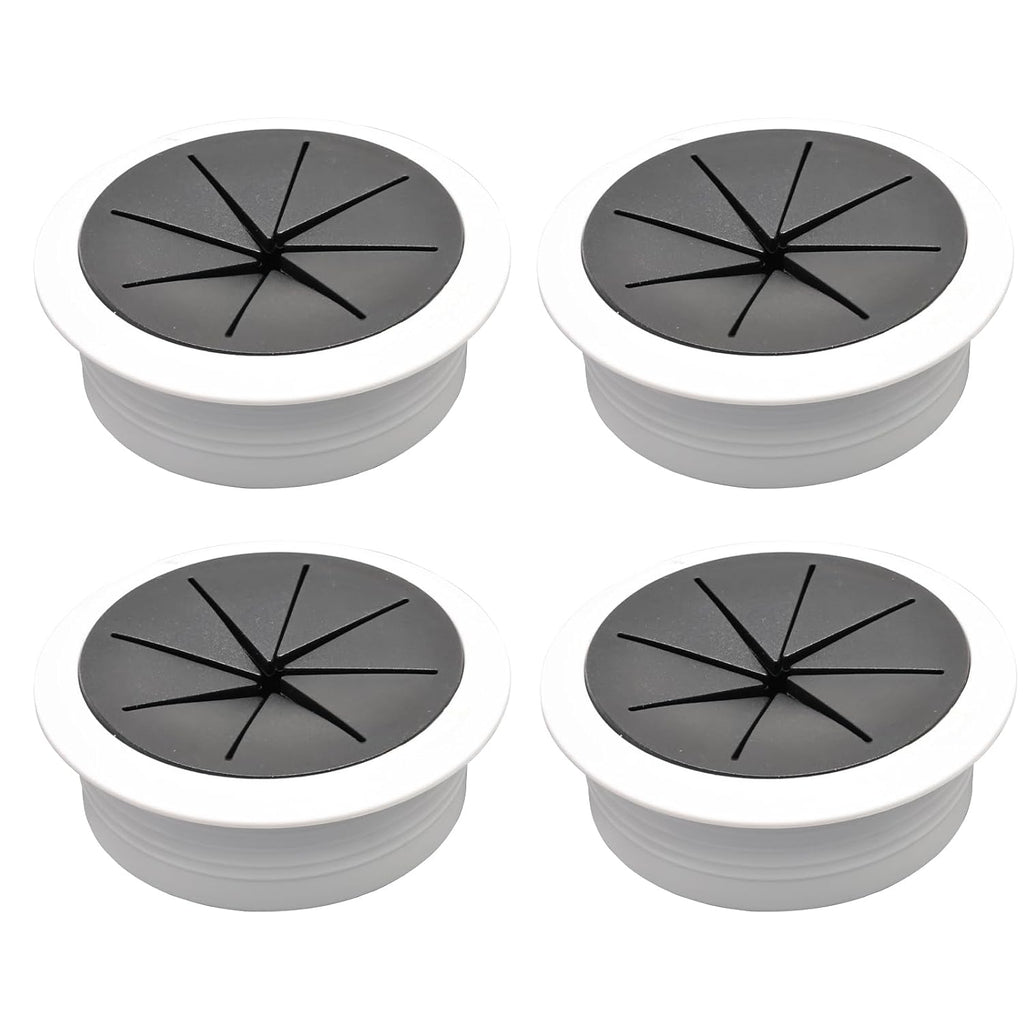 Desk Grommet 2" (50 mm), Desk Hole Cover for Cables White and Black, Cable Grommet ABS Plastic, Desk Hole Grommet for Office and Home Table Cable, Flexible Cable Cord Organizer-4 Pcs